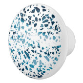 Abstraktes Terrazzo Mosaic Navy & Light Blue Muste Keramikknauf (Rechts)