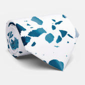 Abstraktes Terrazzo Mosaic Navy & Light Blue Muste Krawatte (Gerollt)
