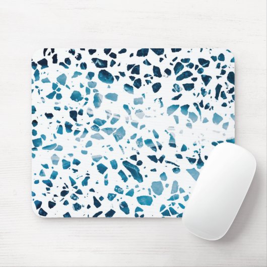Abstraktes Terrazzo Mosaic Navy & Light Blue Muste Mousepad (Mit Mouse)