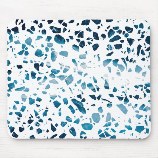 Abstraktes Terrazzo Mosaic Navy & Light Blue Muste Mousepad (Vorne)