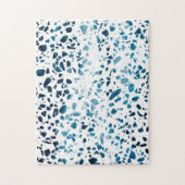 Abstraktes Terrazzo Mosaic Navy & Light Blue Muste Puzzle (Vertikal)