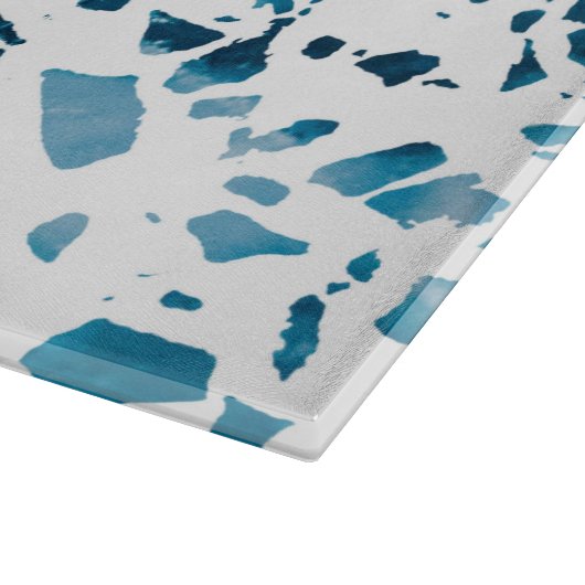 Abstraktes Terrazzo Mosaic Navy & Light Blue Muste Schneidebrett (Ecke)