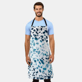 Abstraktes Terrazzo Mosaic Navy & Light Blue Muste Schürze (Getragen)