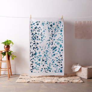 Abstraktes Terrazzo Mosaic Navy & Light Blue Muste Stoff