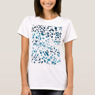 Abstraktes Terrazzo Mosaic Navy & Light Blue Muste T-Shirt