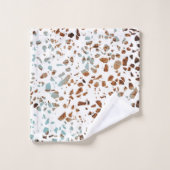 Abstraktes Terrazzo Mosaic Rust Brown & Blue Muste Badhandtuch Set (Waschlappen)