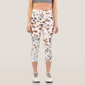 Abstraktes Terrazzo Mosaic Rust Brown & Blue Muste Capri Leggings (Vorderseite)