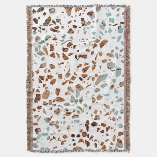 Abstraktes Terrazzo Mosaic Rust Brown & Blue Muste Decke (Vorderseite Vertikal)