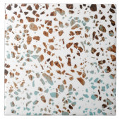 Abstraktes Terrazzo Mosaic Rust Brown & Blue Muste Fliese (Vorderseite)