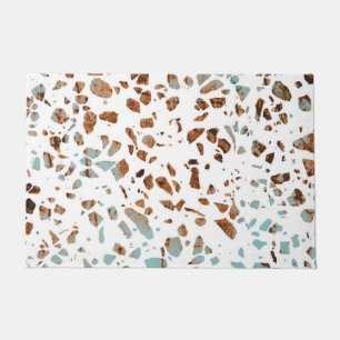 Abstraktes Terrazzo Mosaic Rust Brown & Blue Muste Fußmatte