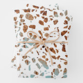 Abstraktes Terrazzo Mosaic Rust Brown & Blue Muste Geschenkpapier Set (Beispiel)