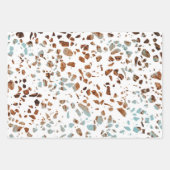 Abstraktes Terrazzo Mosaic Rust Brown & Blue Muste Geschenkpapier Set (Vorderseite)