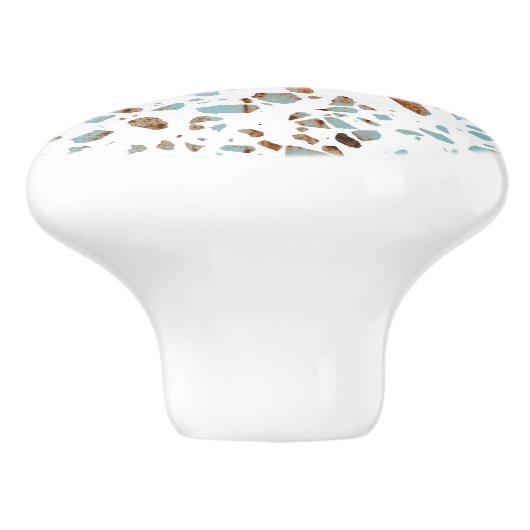 Abstraktes Terrazzo Mosaic Rust Brown & Blue Muste Keramikknauf (Seitenansicht)