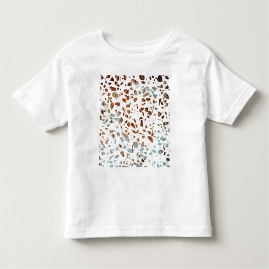 Abstraktes Terrazzo Mosaic Rust Brown & Blue Muste Kleinkind T-shirt (Vorderseite)