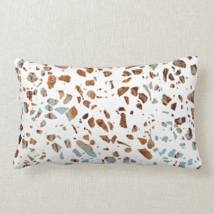 Abstraktes Terrazzo Mosaic Rust Brown & Blue Muste Lendenkissen