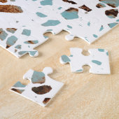 Abstraktes Terrazzo Mosaic Rust Brown & Blue Muste Puzzle (Seite)