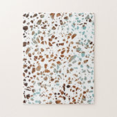 Abstraktes Terrazzo Mosaic Rust Brown & Blue Muste Puzzle (Vertikal)