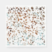 Abstraktes Terrazzo Mosaic Rust Brown & Blue Muste Serviette (Vorderseite)
