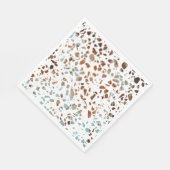 Abstraktes Terrazzo Mosaic Rust Brown & Blue Muste Serviette (Ecke)