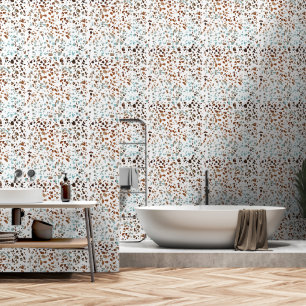 Abstraktes Terrazzo Mosaic Rust Brown & Blue Muste Tapete