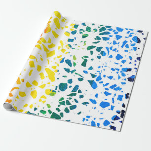 Abstraktes Terrazzo-Mosaik Buntes Regenbogenmuster Geschenkpapier