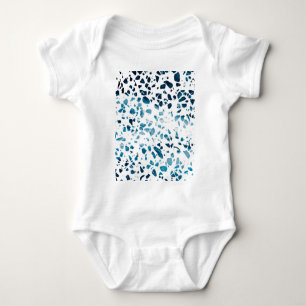 Abstraktes Terrazzo-Mosaik in Marineblau und Hellb Baby Strampler