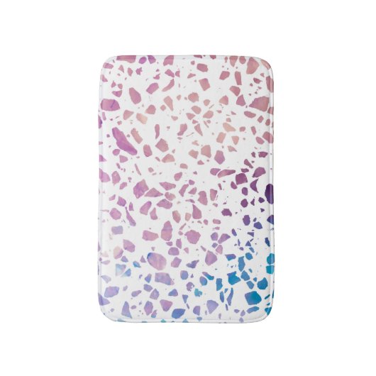 Abstraktes Terrazzo Mosaik Pink & Blue Muster Badematte (Vorderseite Vertikal)