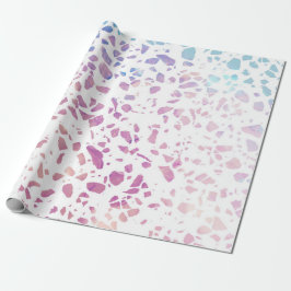 Abstraktes Terrazzo Mosaik Pink & Blue Muster Geschenkpapier