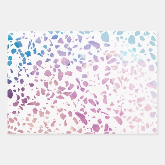 Abstraktes Terrazzo Mosaik Pink & Blue Muster Geschenkpapier Set (Vorderseite)