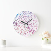 Abstraktes Terrazzo Mosaik Pink & Blue Muster Große Wanduhr (Zuhause)