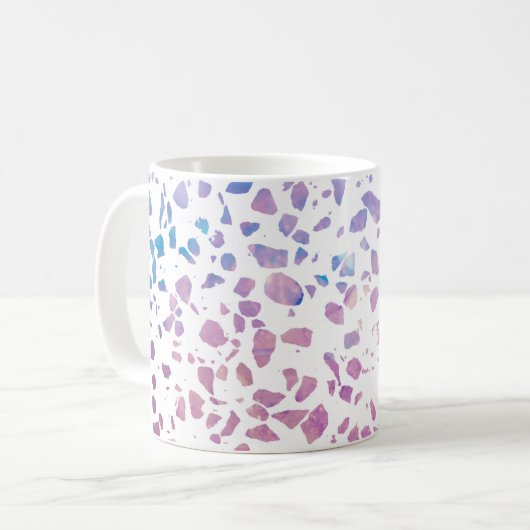 Abstraktes Terrazzo Mosaik Pink & Blue Muster Kaffeetasse (Vorderseite Links)