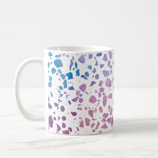 Abstraktes Terrazzo Mosaik Pink & Blue Muster Kaffeetasse (Links)
