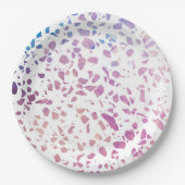 Abstraktes Terrazzo Mosaik Pink & Blue Muster Pappteller (Vorderseite)