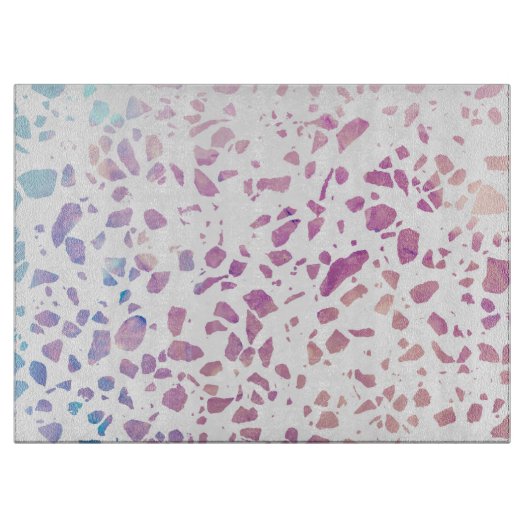 Abstraktes Terrazzo Mosaik Pink & Blue Muster Schneidebrett (Vorderseite)