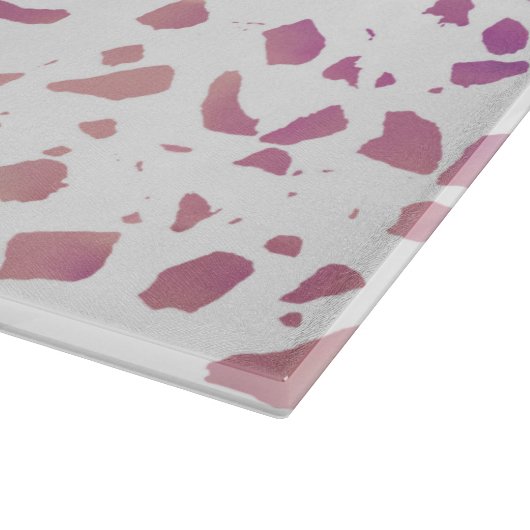 Abstraktes Terrazzo Mosaik Pink & Blue Muster Schneidebrett (Ecke)