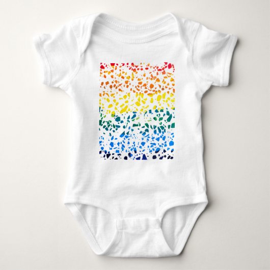 Abstraktes Terrazzo-Mosaik-Rainbow-Muster Baby Strampler (Vorderseite)