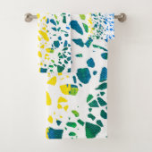 Abstraktes Terrazzo-Mosaik-Rainbow-Muster Badhandtuch Set (Insitu)