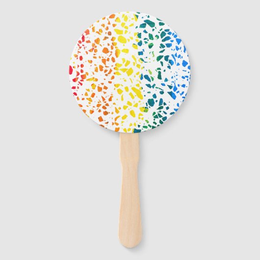 Abstraktes Terrazzo-Mosaik-Rainbow-Muster Fächer (Vorderseite)