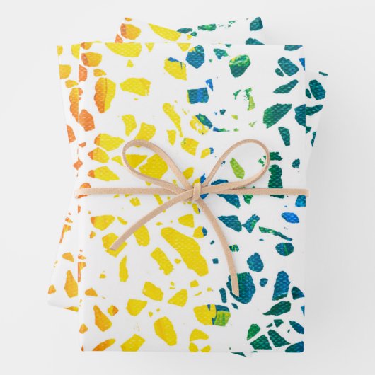 Abstraktes Terrazzo-Mosaik-Rainbow-Muster Geschenkpapier Set (Beispiel)