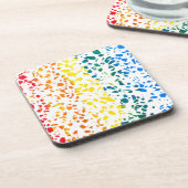 Abstraktes Terrazzo-Mosaik-Rainbow-Muster Getränkeuntersetzer (Linke Seite)