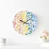 Abstraktes Terrazzo-Mosaik-Rainbow-Muster  Große Wanduhr (Zuhause)
