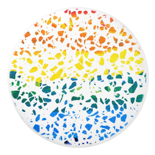 Abstraktes Terrazzo-Mosaik-Rainbow-Muster Keramikknauf (Vorderseite)