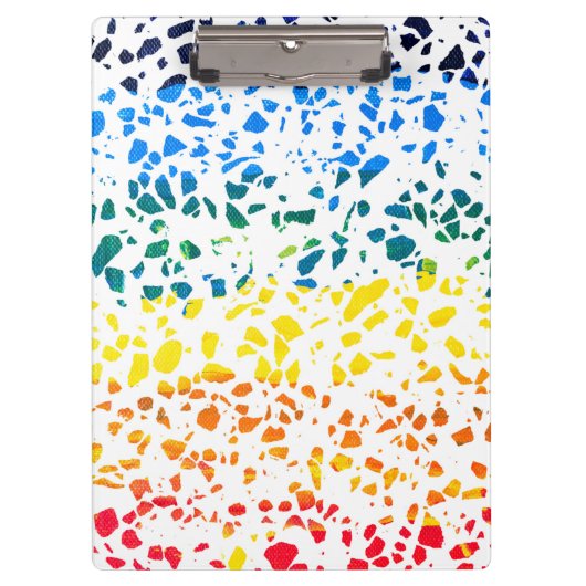 Abstraktes Terrazzo-Mosaik-Rainbow-Muster Klemmbrett (Vorderseite)