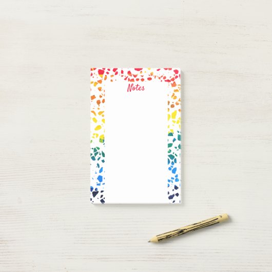 Abstraktes Terrazzo-Mosaik-Rainbow-Muster Post-it Klebezettel (Auf Schreibtisch)