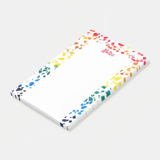 Abstraktes Terrazzo-Mosaik-Rainbow-Muster Post-it Klebezettel (angewinkelt)