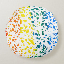 Abstraktes Terrazzo-Mosaik-Rainbow-Muster Rundes Kissen