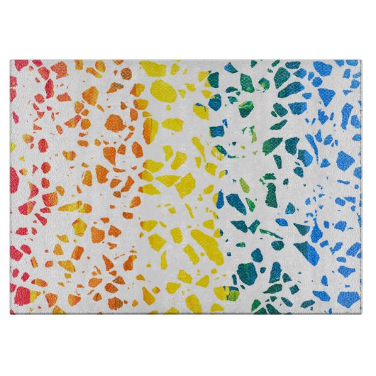 Abstraktes Terrazzo-Mosaik-Rainbow-Muster Schneidebrett (Vorderseite)