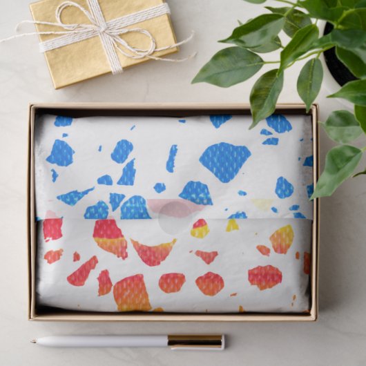 Abstraktes Terrazzo-Mosaik-Rainbow-Muster Seidenpapier (Geschenk)