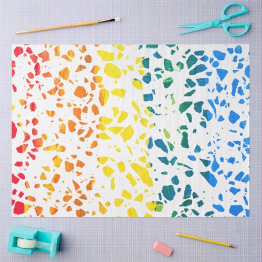 Abstraktes Terrazzo-Mosaik-Rainbow-Muster Seidenpapier (Basteln)