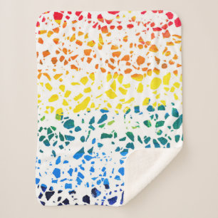 Abstraktes Terrazzo-Mosaik-Rainbow-Muster Sherpadecke